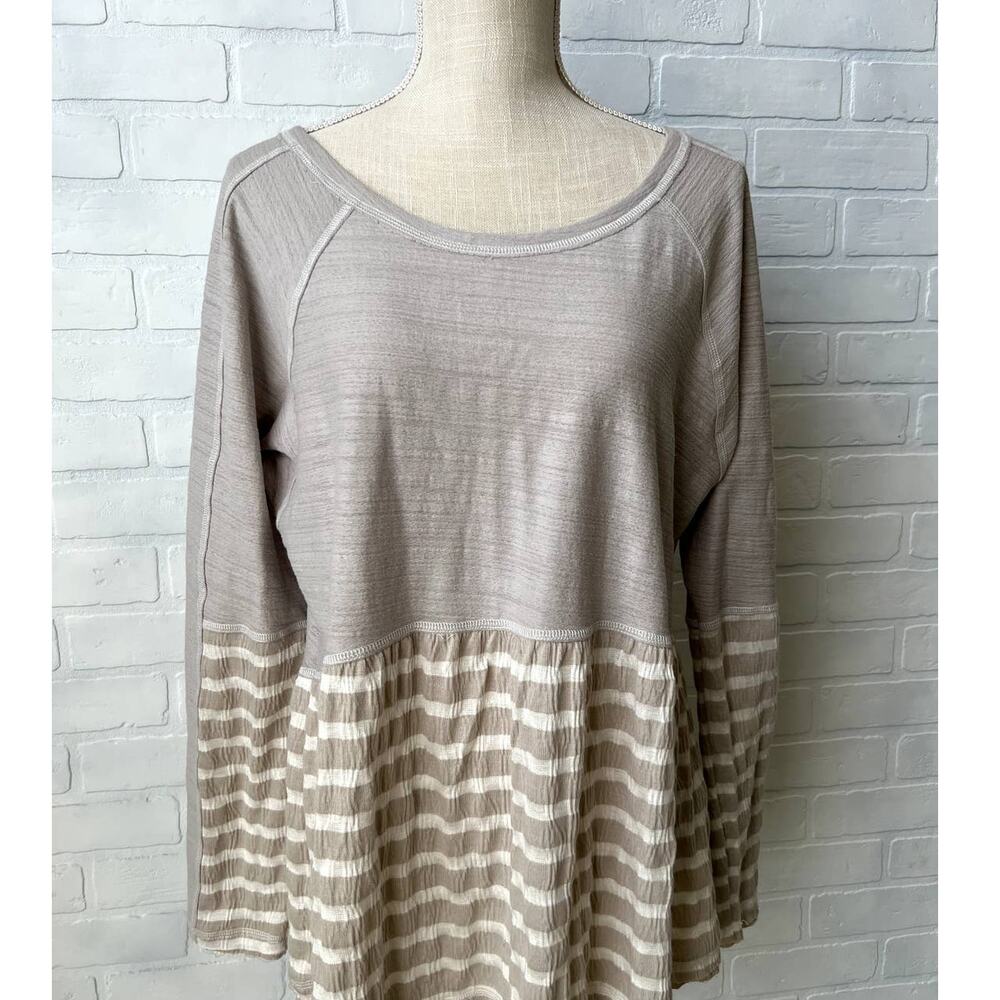Mur Mur Medium Weight Scoop Neck Long Sleeve Striped Tunic-sz L